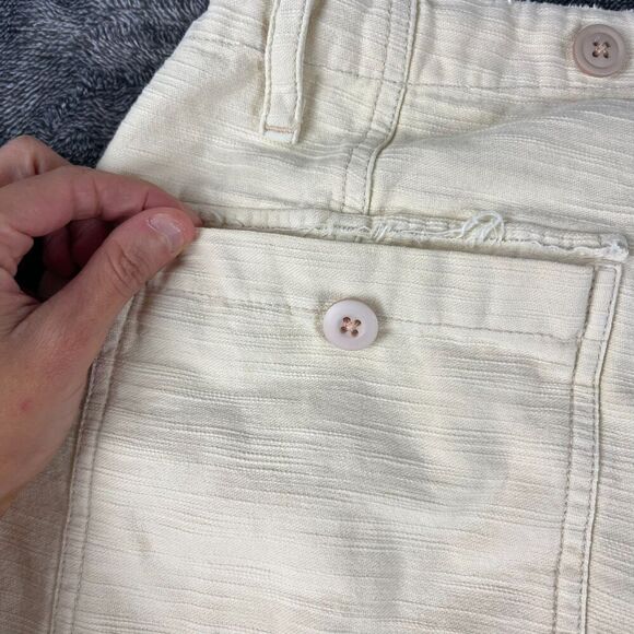Free People Cargo Distressed Platoon Jogger Pants Pockets XS Button Fly Beige - Picture 15 of 15